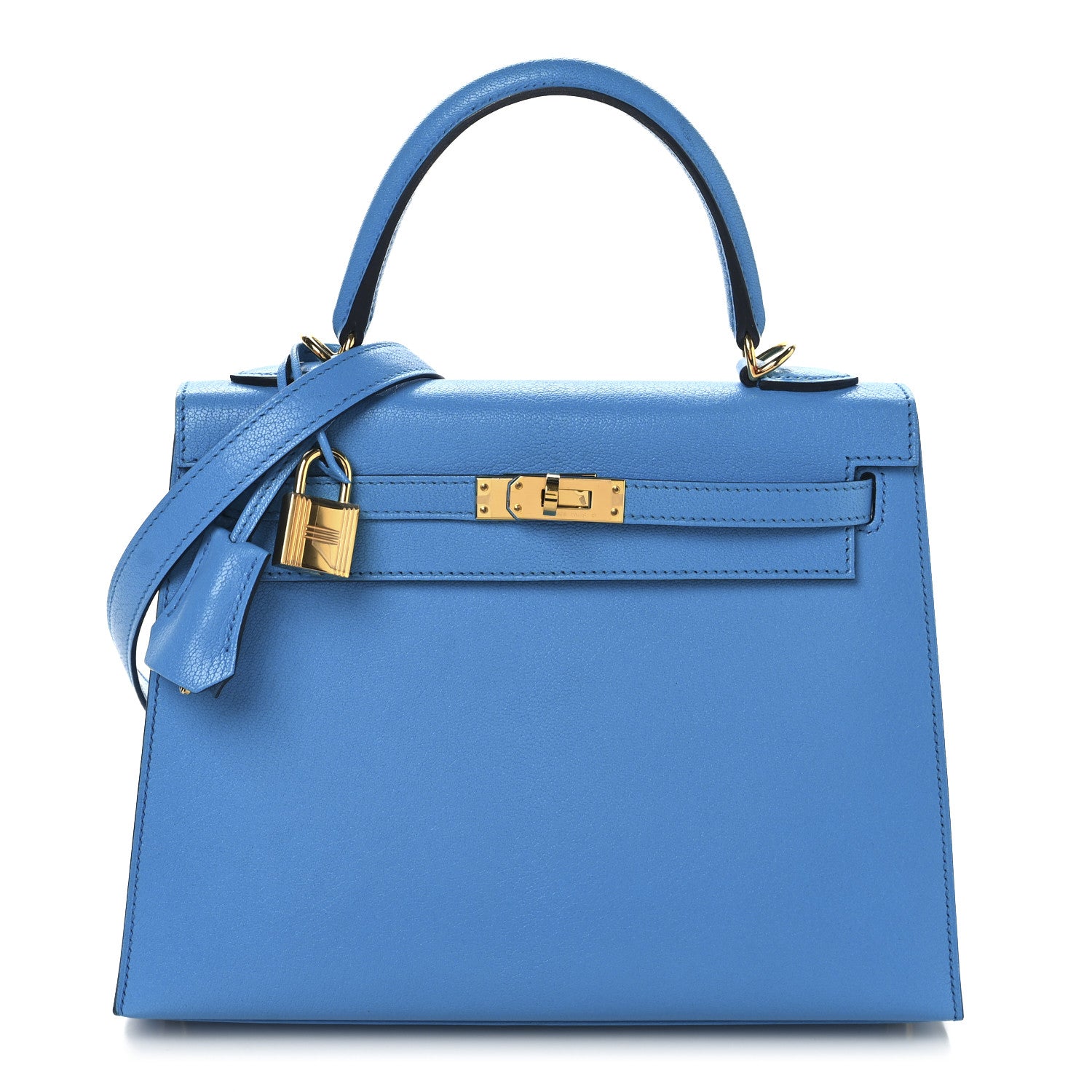 Hermes Chevre Chandra Kelly Sellier 25 Bleu Frida 1 of 13