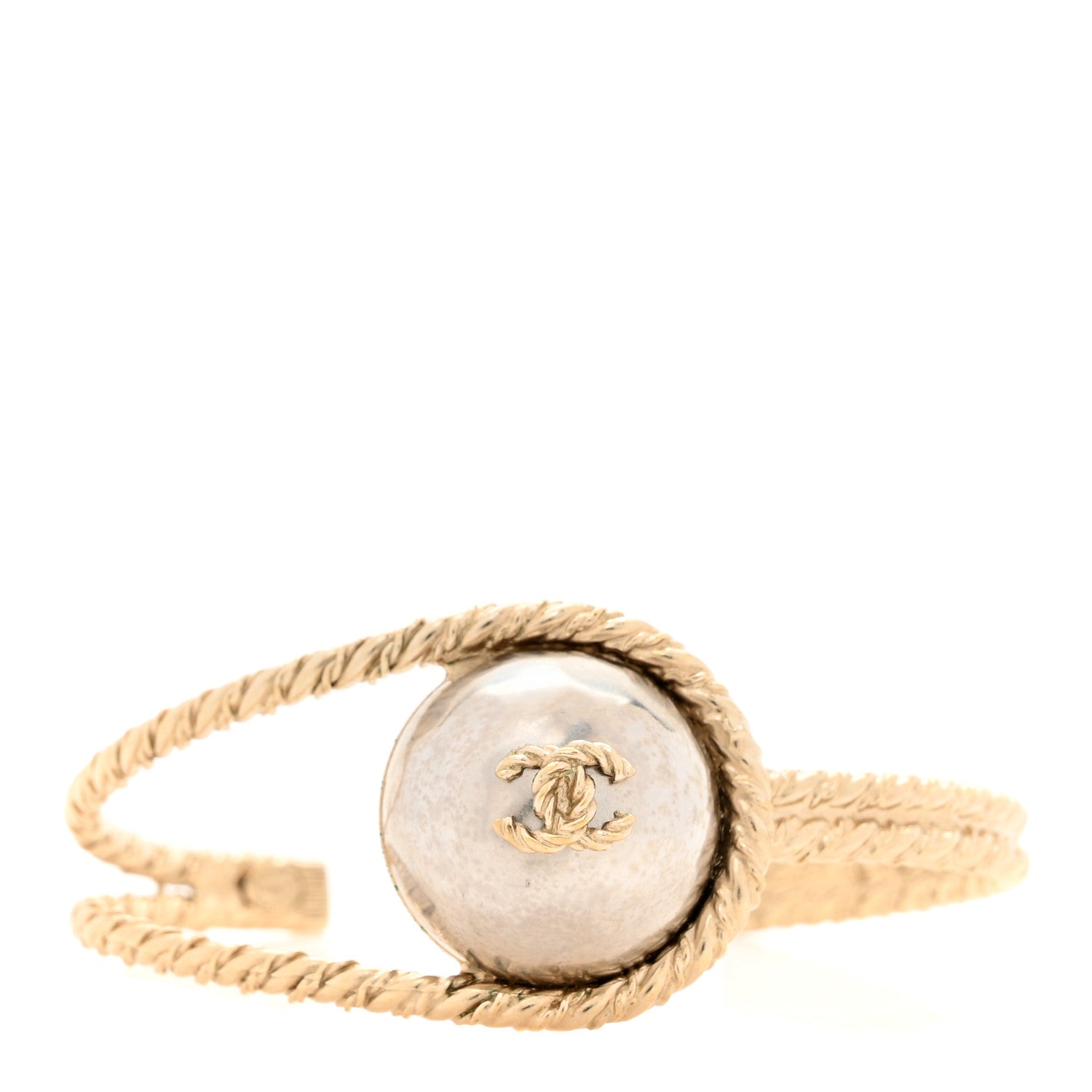 Chanel Hammered CC Cuff Silver 1 of 5