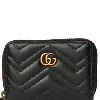Gucci Calfskin Matelasse GG Marmont Zip Around Card Case Black 7 of 13