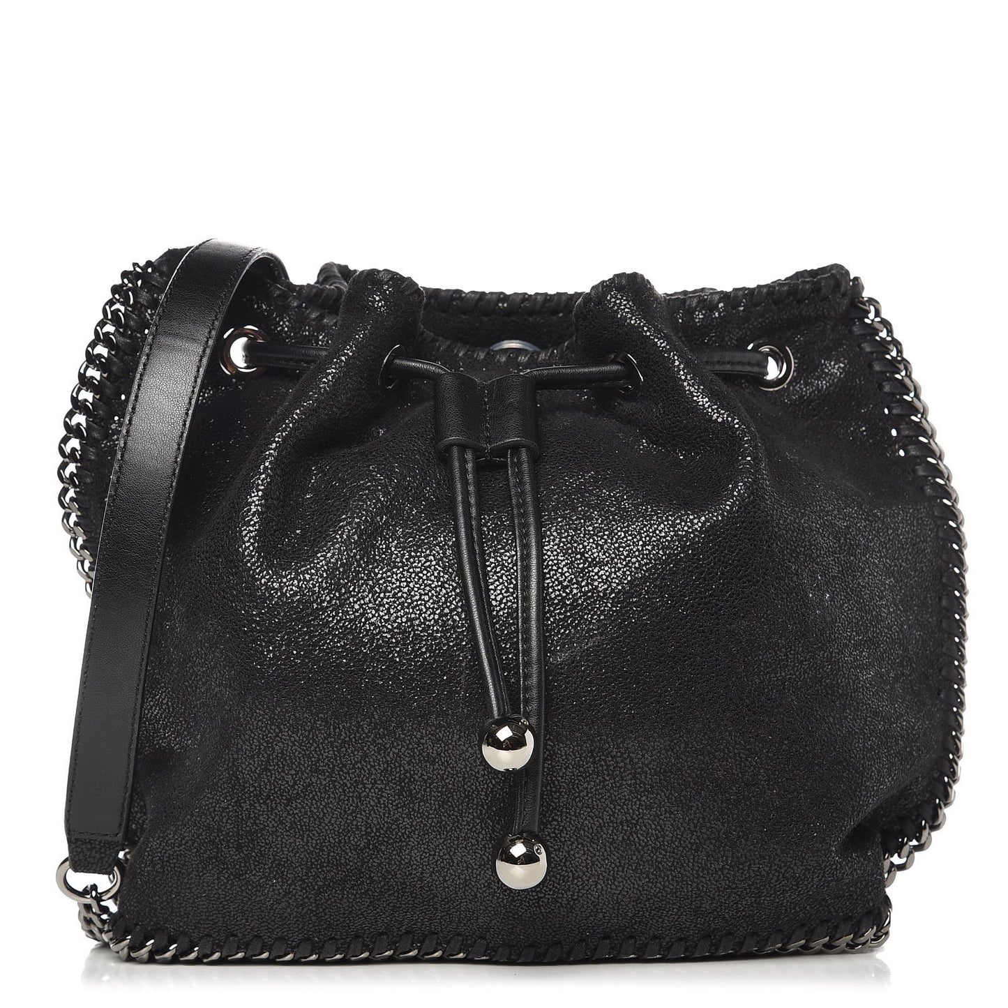 Shaggy Deer Small Falabella Bucket Bag Black