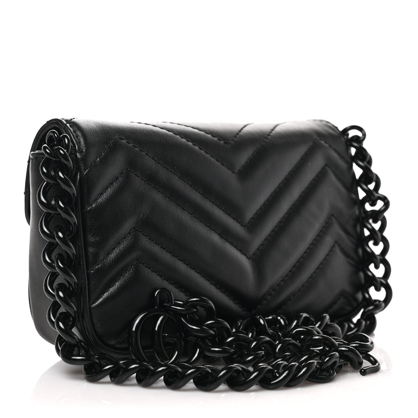Calfskin Matelasse Monochrome GG Marmont Chain Belt Bag Black