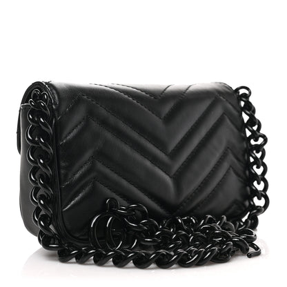 Gucci Calfskin Matelasse Monochrome GG Marmont Chain Belt Bag Black 3 of 8
