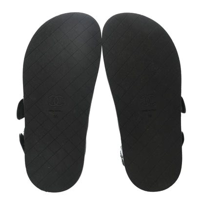 Chanel Tweed Lambskin Sandals 36 Black Multicolor 4 of 6