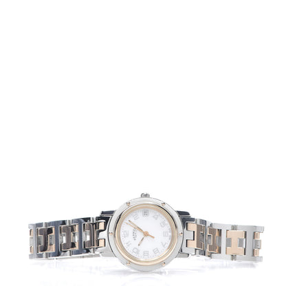 Hermes Stainless Steel Mother of Pearl 24mm Clipper Quartz Watch Rose Gold 2 of 5