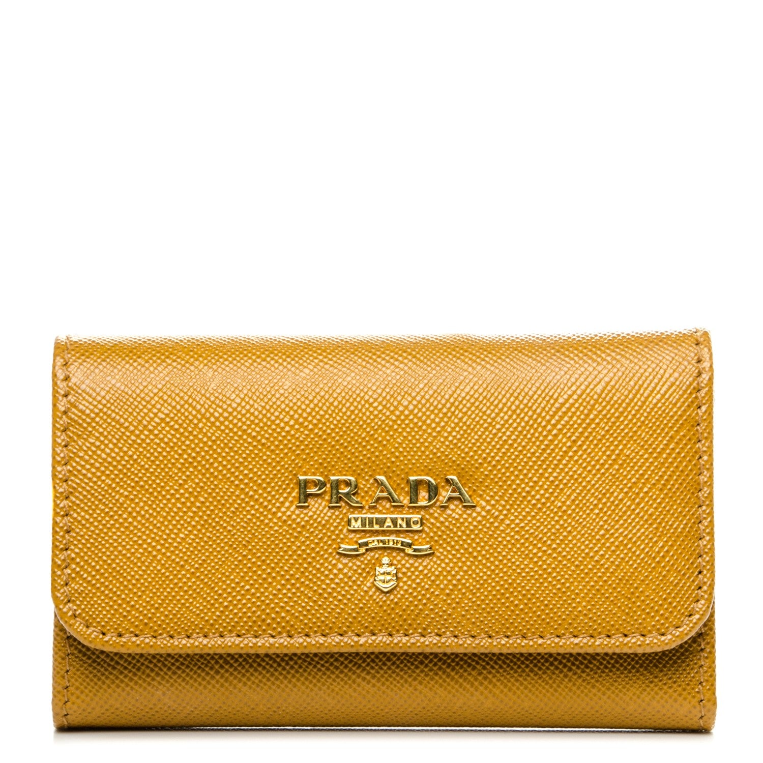 Prada Saffiano Metal 6 Key Holder Ocra 1 of 7