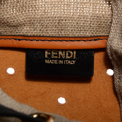 Fendi Calfskin Linen Perforated Medium B Fab Tote Miel Grezzo 7 of 9