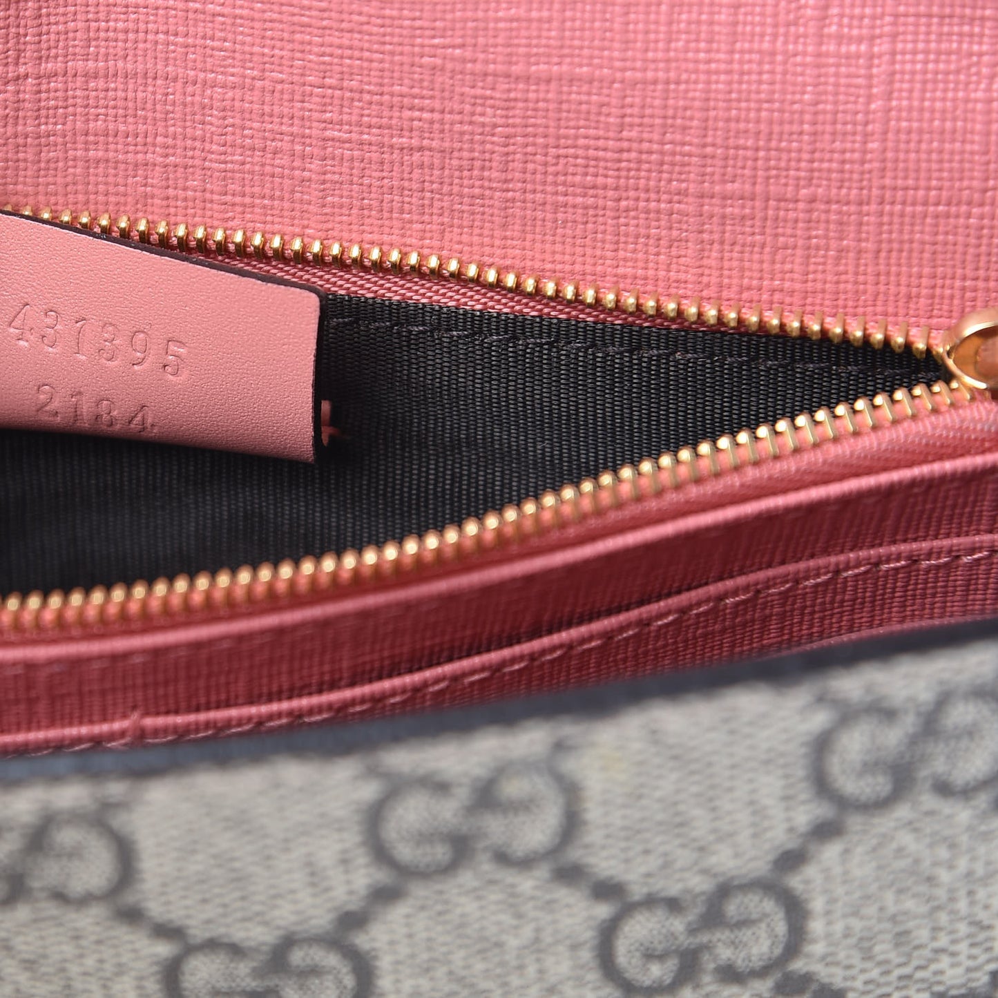 GG Supreme Monogram Face Embroidered Chain Wallet Pink