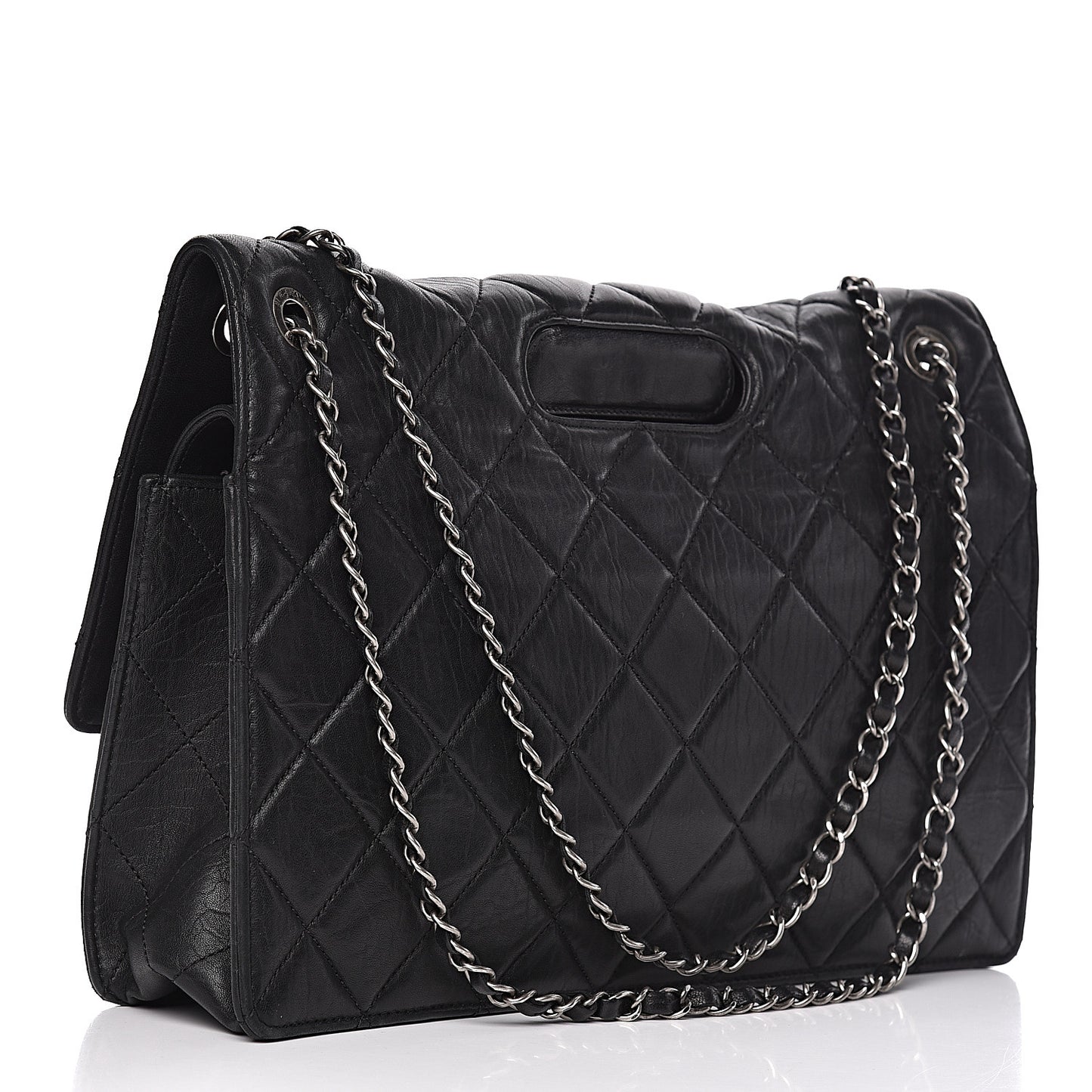 Washed Lambskin Maxi Take Away Flap Bag Black