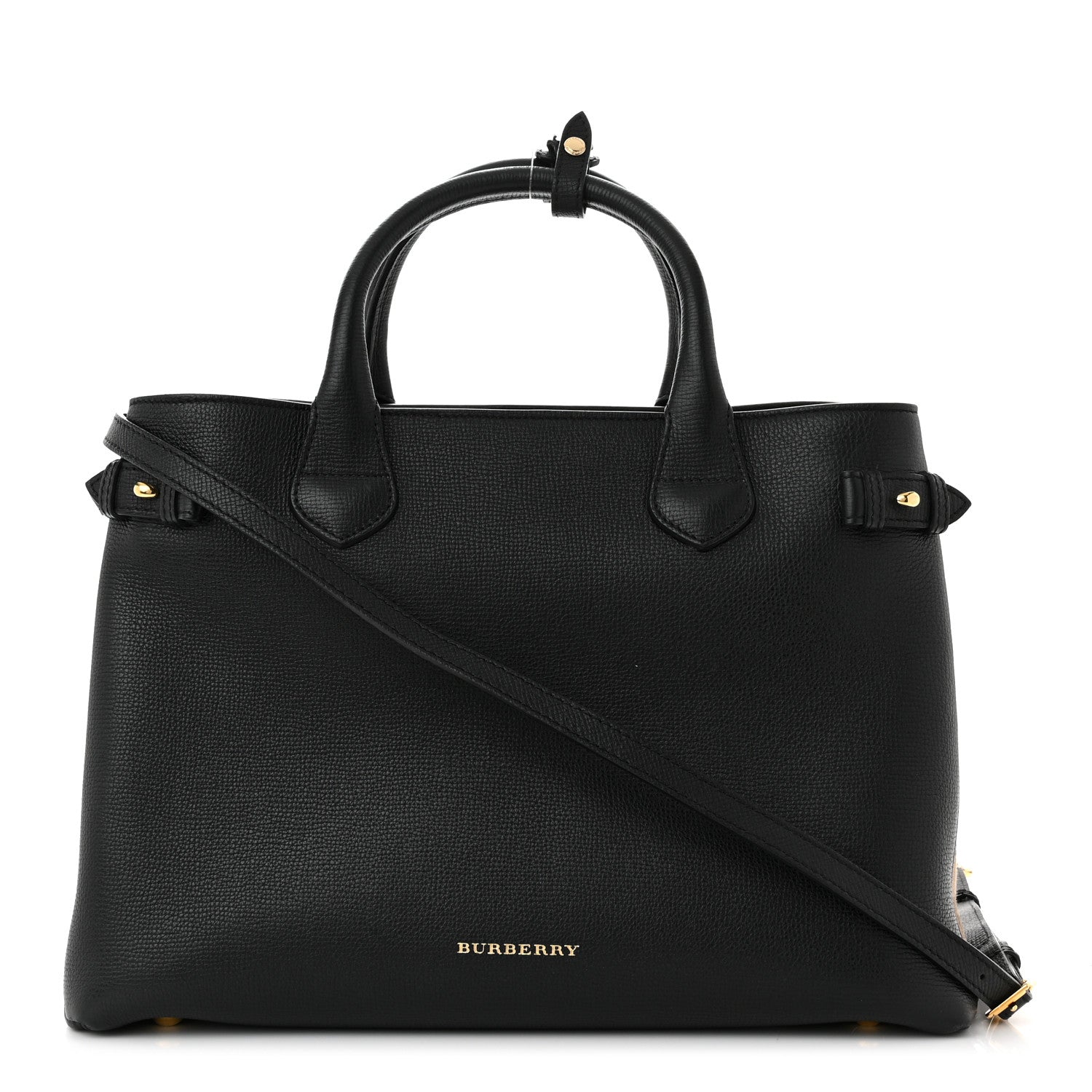 Burberry Derby Calfskin House Check Medium Banner Tote Black 1 of 13
