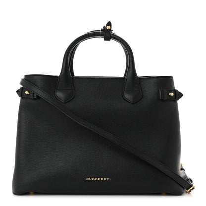 Burberry Derby Calfskin House Check Medium Banner Tote Black 1 of 13