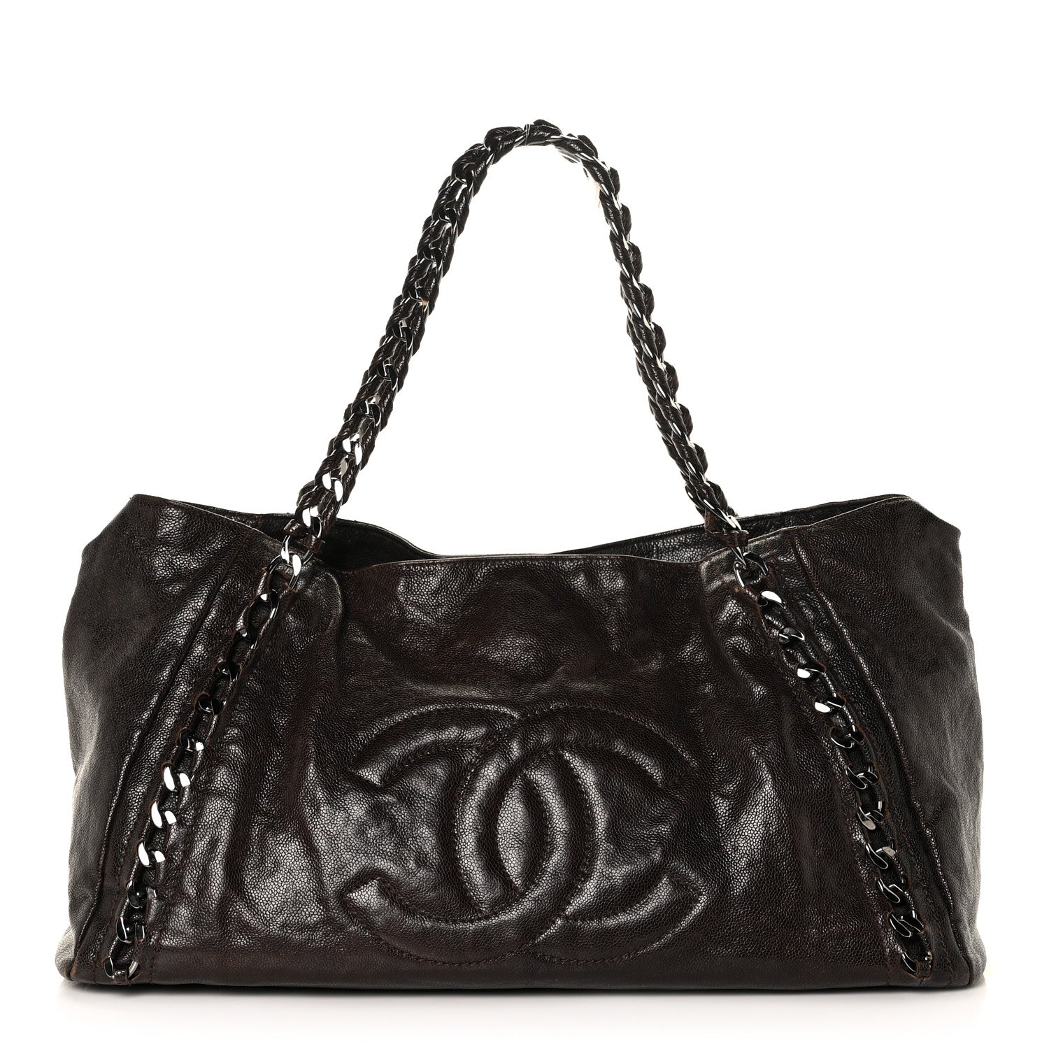 Chanel Glazed Caviar East West Modern Chain Tote Brown 1 of 13