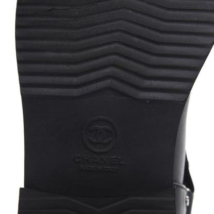 Chanel Calfskin Star Quilted Biker Boots 38 Black 8 of 9