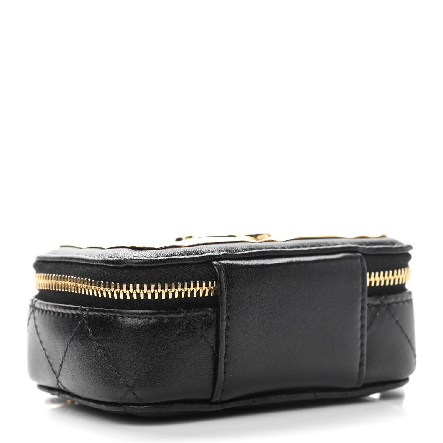 Chanel Lambskin Quilted Mini Golden Plate Clutch With Chain Black 4 of 11