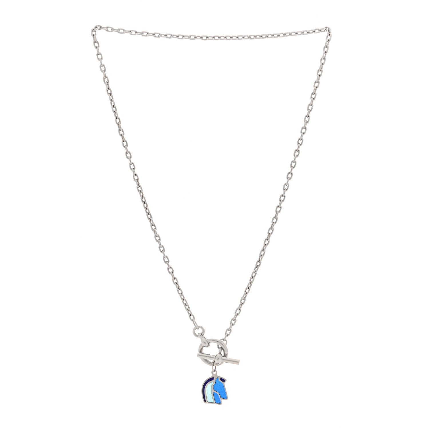 Hermes Palladium Enamel Helios Cheval Necklace Camaïeu De Bleu 2 of 5