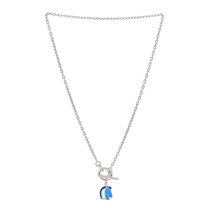 Hermes Palladium Enamel Helios Cheval Necklace Camaïeu De Bleu 2 of 5