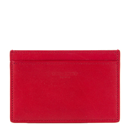 Saint Laurent Calfskin Credit Card Case Red 1 of 9