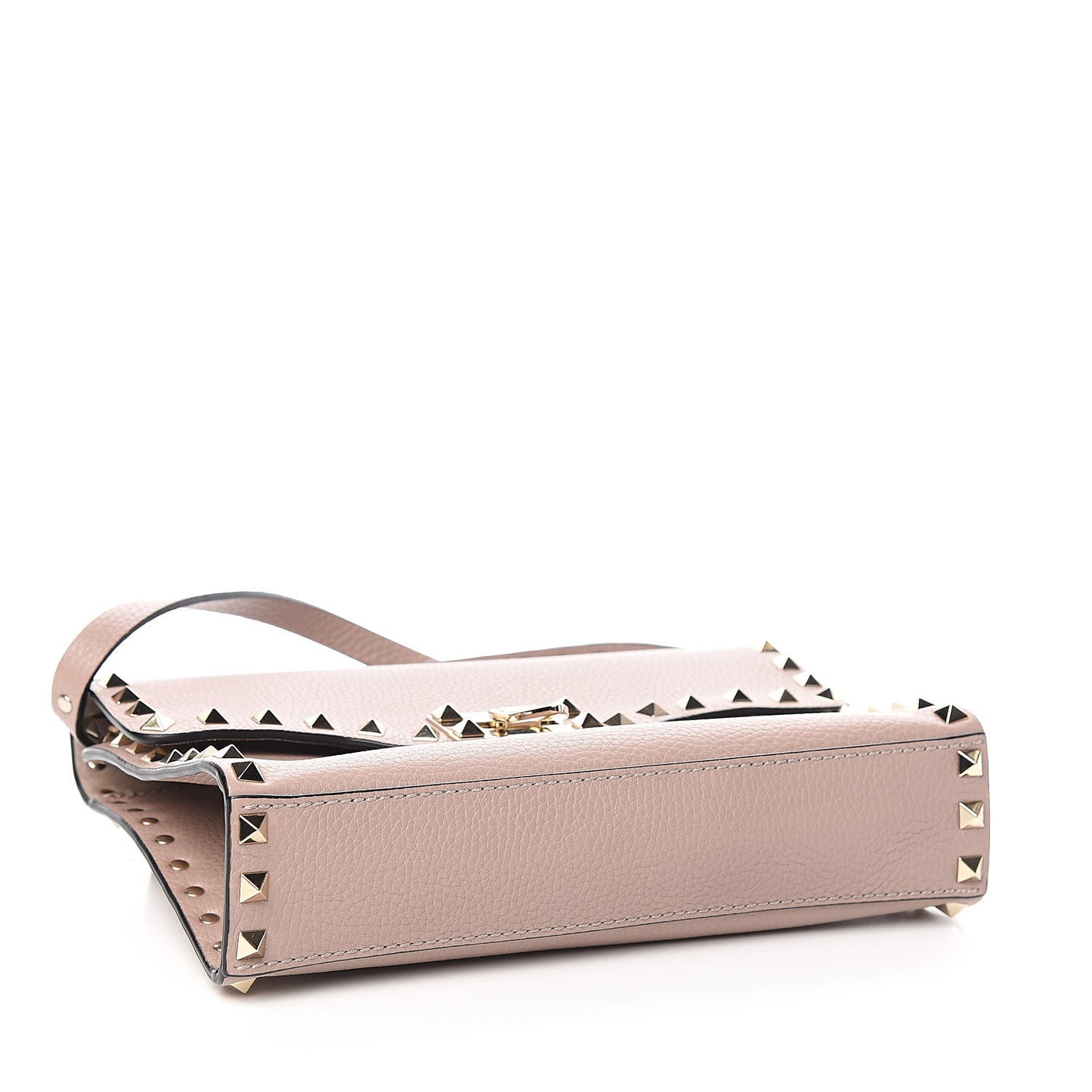 Pebbled Calfskin Medium Rockstud Flip Lock Crossbody Bag Poudre