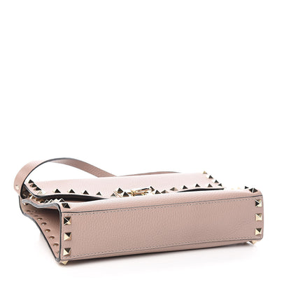 Valentino Garavani Pebbled Calfskin Medium Rockstud Flip Lock Crossbody Bag Poudre 4 of 9