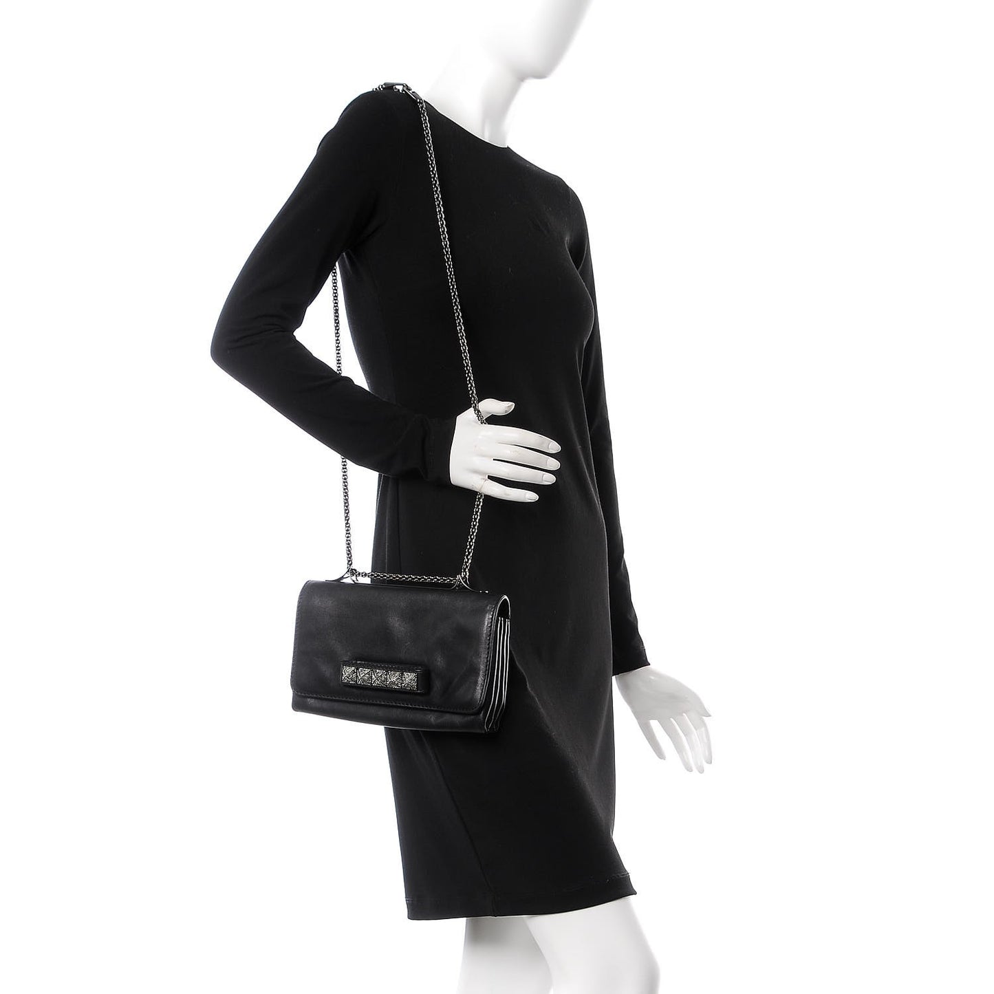 Nappa Crystal Encrusted Studs Va Va Voom Shoulder Bag Black