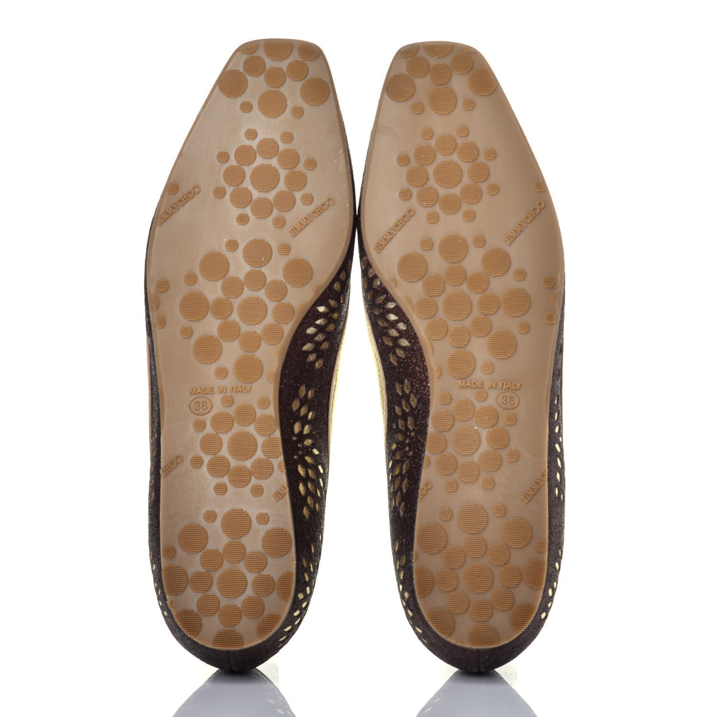 Metallic Calfskin Laser Cut Flats 38 Bronze Gold