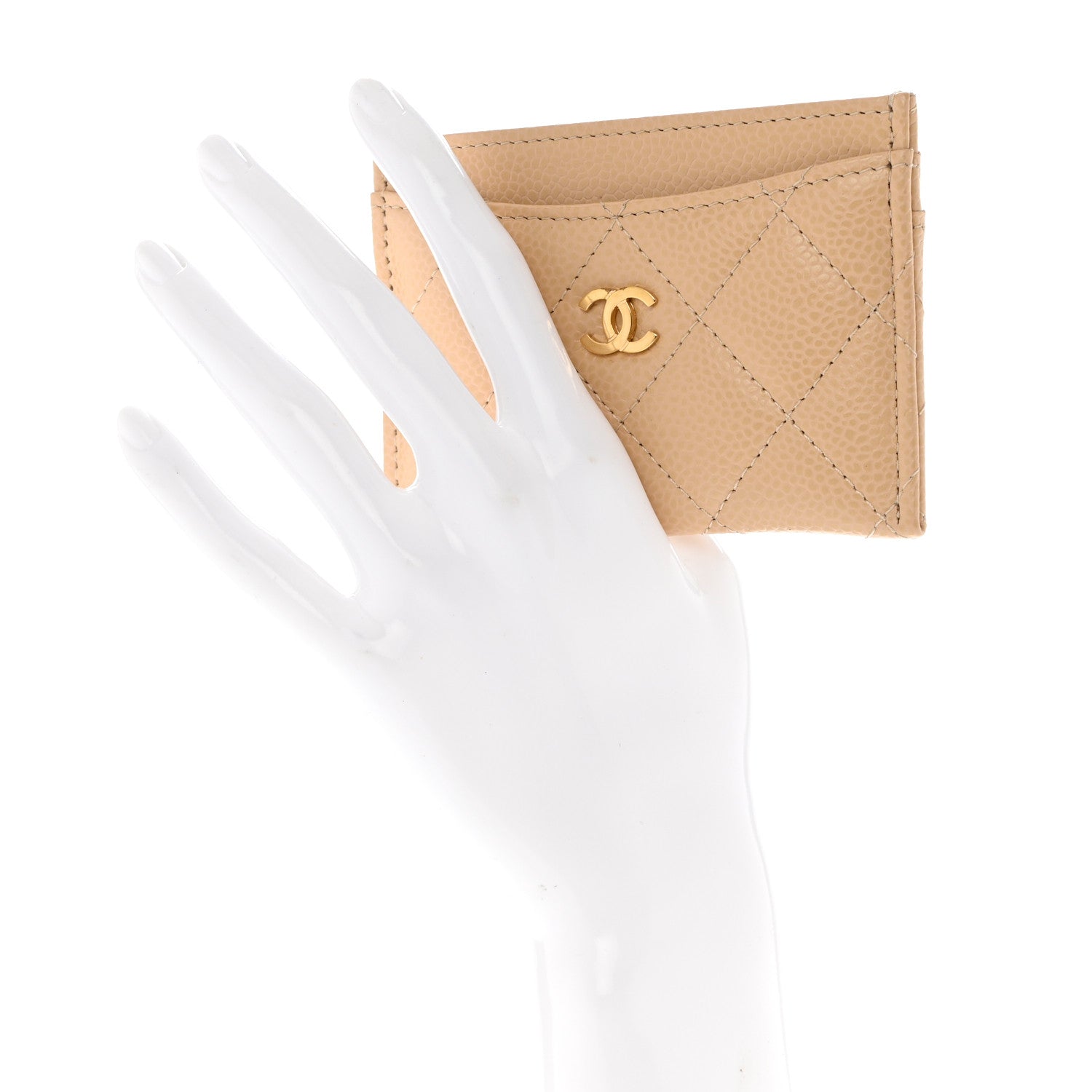Chanel Caviar Quilted Card Holder Beige 2 of 9