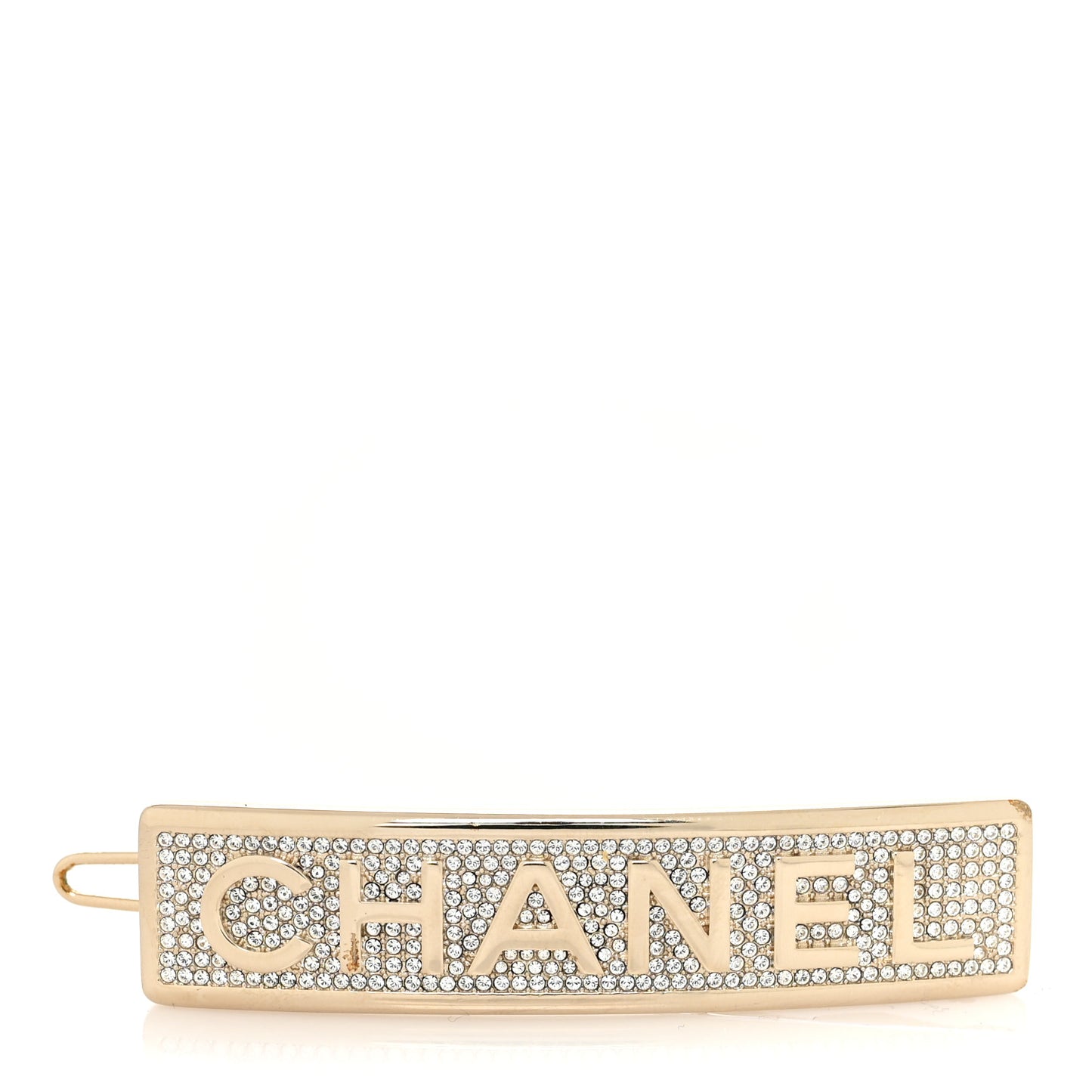 Metal Crystal Logo Hair Clip Gold