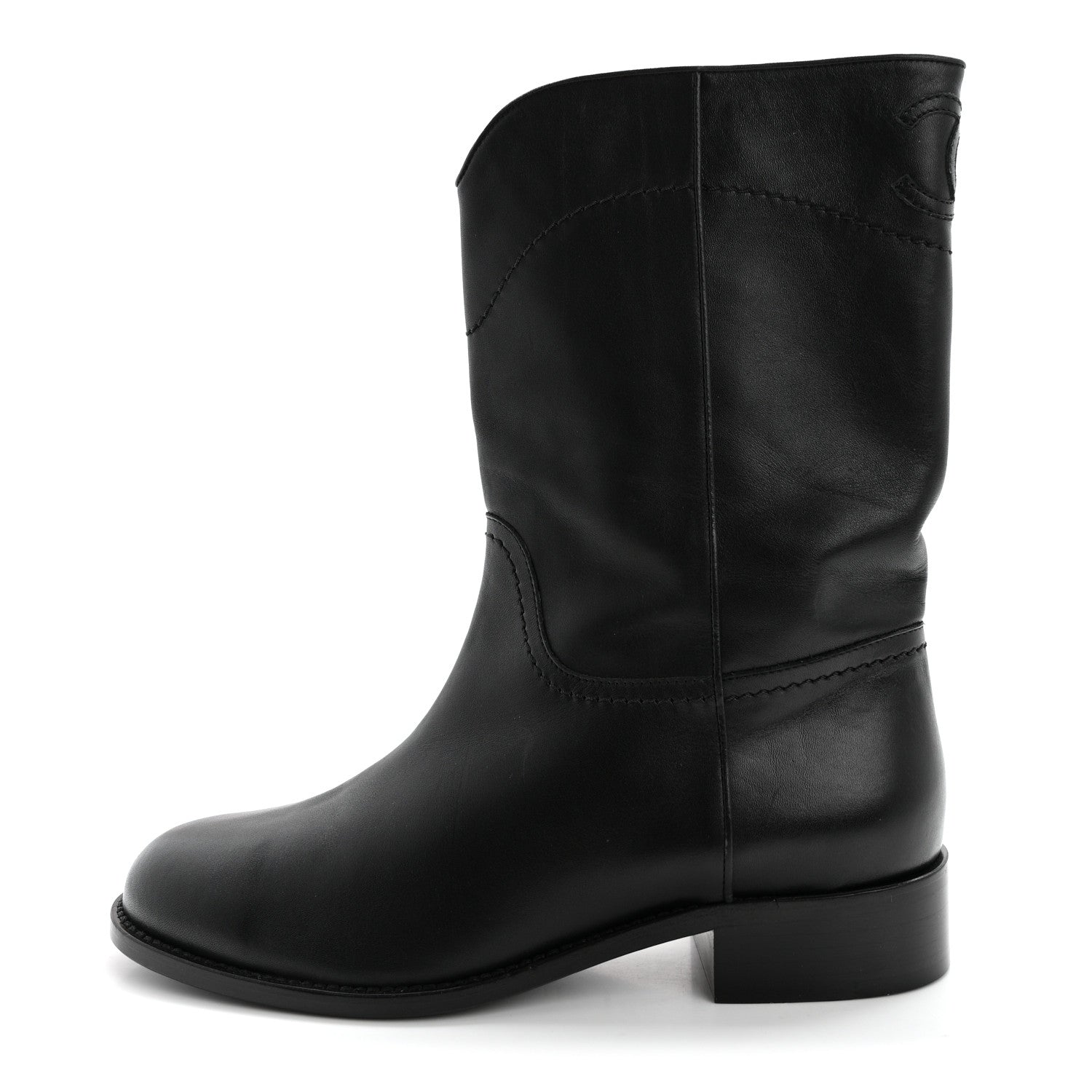 Chanel Calfskin Ascot CC Boots 39 Black 1 of 10