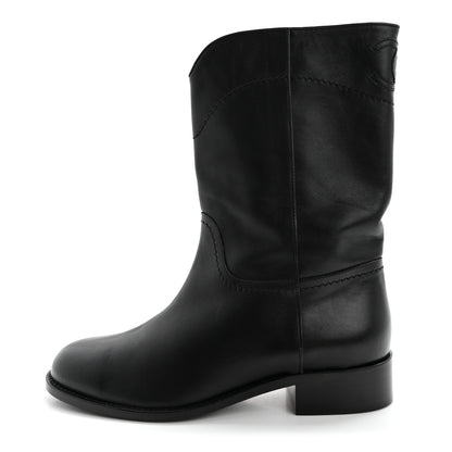 Chanel Calfskin Ascot CC Boots 39 Black 1 of 10
