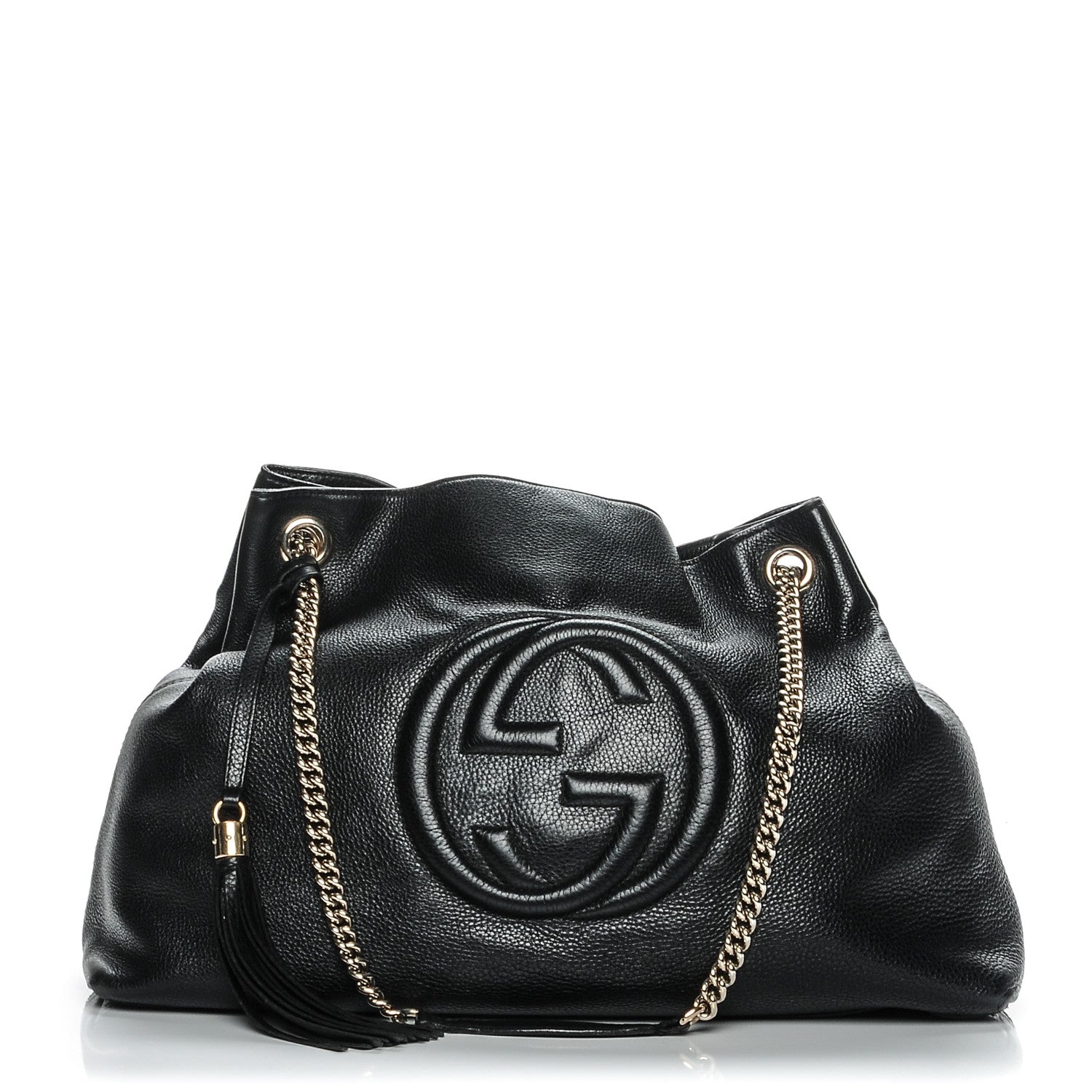 Gucci Pebbled Calfskin Large Soho Chain Shoulder Bag Black 1 of 9