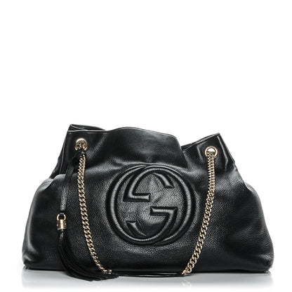 Gucci Pebbled Calfskin Large Soho Chain Shoulder Bag Black 1 of 9
