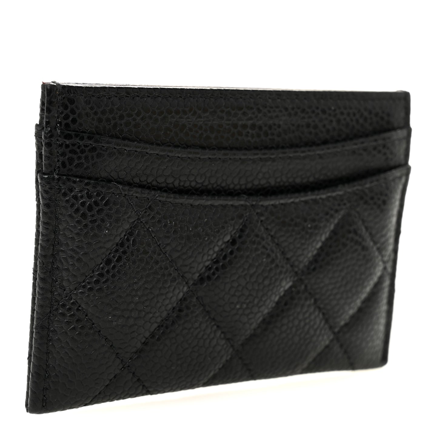 Caviar Quilted Card Holder Black