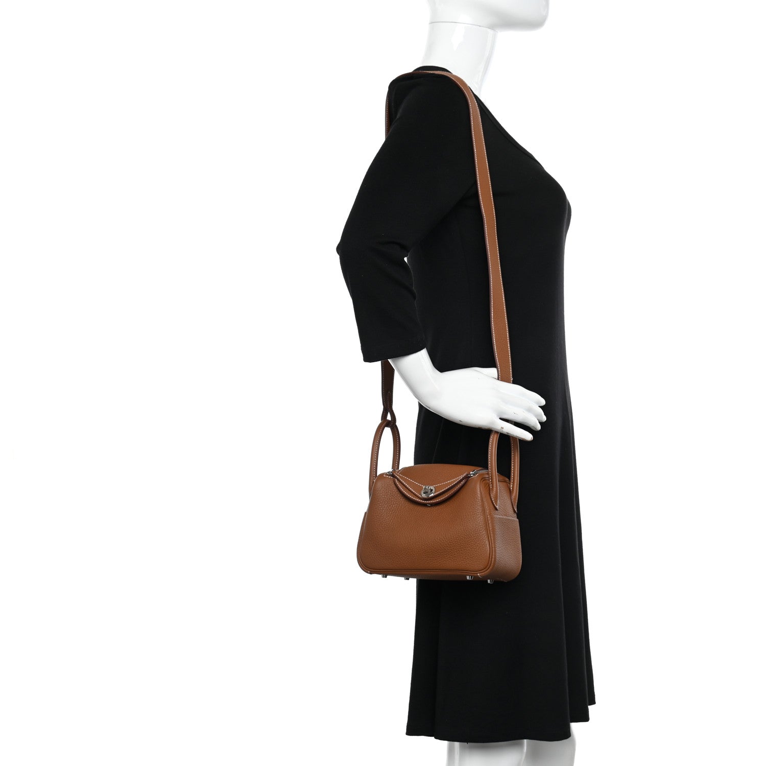 Hermes Taurillon Clemence Mini Lindy 20 Gold 2 of 12