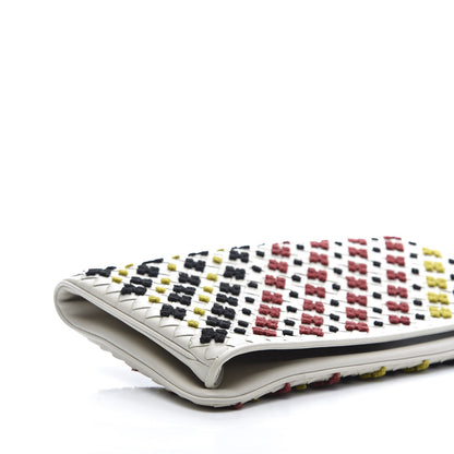 Bottega Veneta Nappa Intrecciato Embroidered Flap Clutch White Multicolor 8 of 10