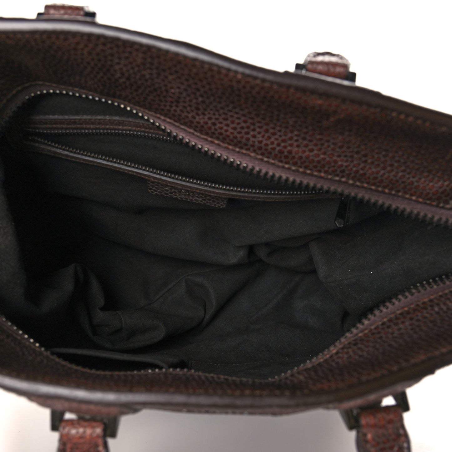 Lizard Embossed Calfskin Calf Hair Medium Lucrezia Tote Dark Brown