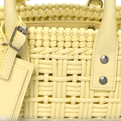 Balenciaga Varnished Faux Calfskin Braided XS Bistro Basket Pale Yellow 8 of 11