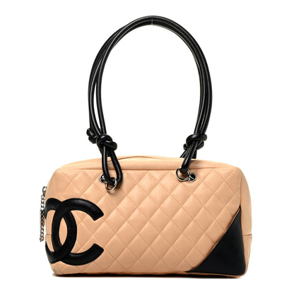 Chanel Calfskin Quilted Large Cambon Bowler Beige Black 1 of 13