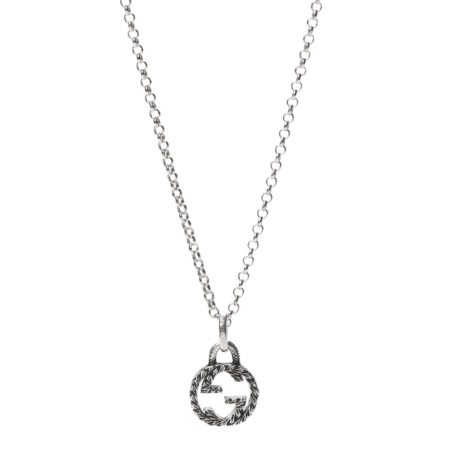 Gucci Sterling Silver Interlocking G Pendant Necklace 1 of 6