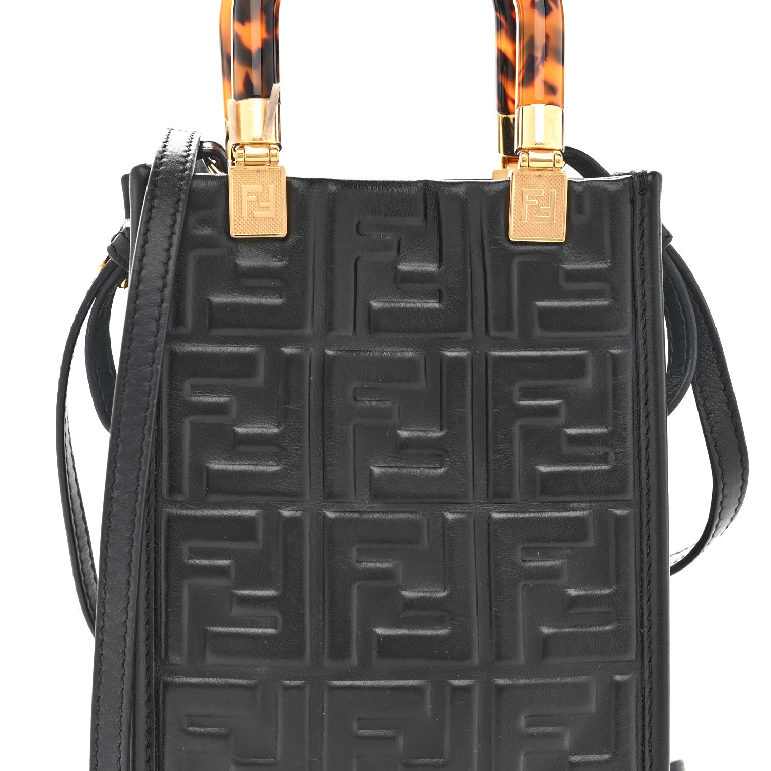 Fendi Vitello Plexiglass FF Embossed Mini Fendi Sunshine Shopper