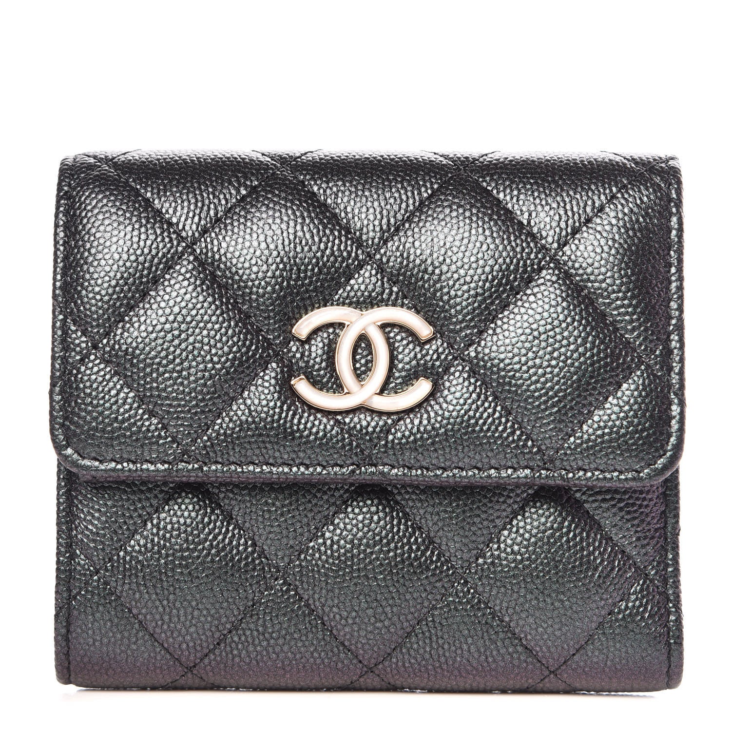 Chanel Iridescent Caviar Quilted Small Flap Wallet Black 1 of 8