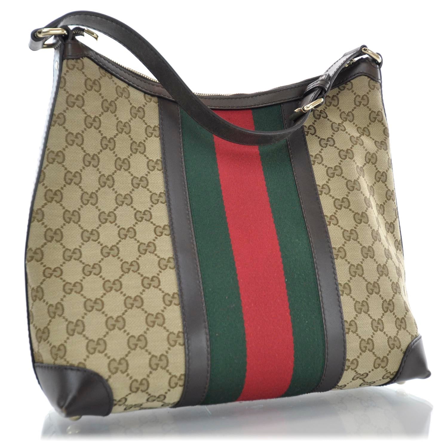 Gucci Monogram Vintage Web Medium Hobo Dark Brown 3 of 9