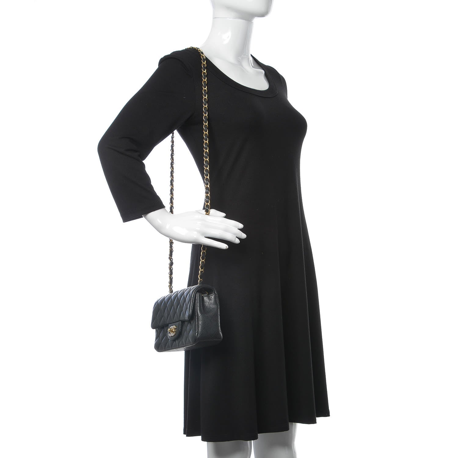 Chanel Caviar Quilted Mini Rectangular Flap Dark Charcoal 2 of 9