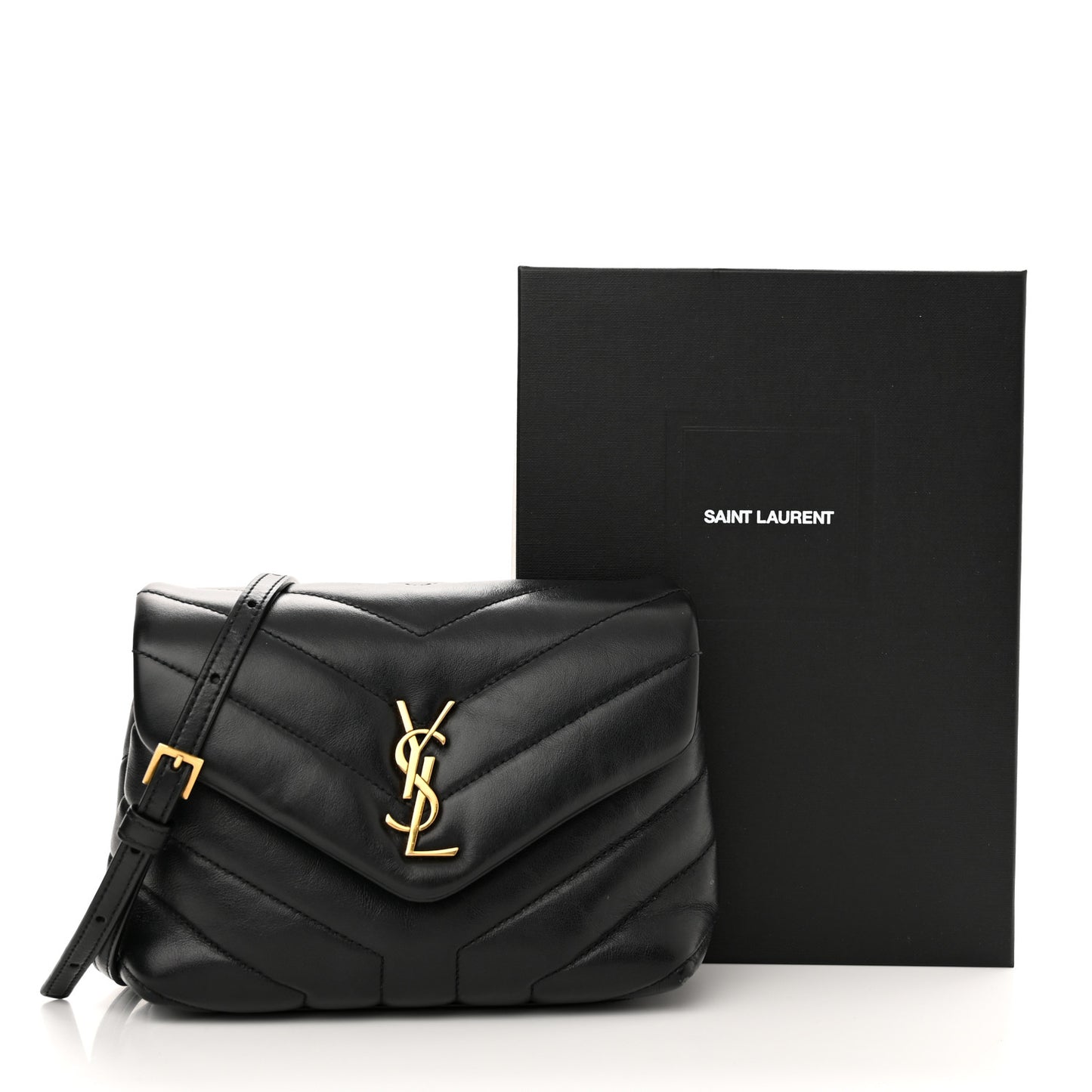 Calfskin Y Quilted Monogram Toy Loulou Crossbody Bag Black