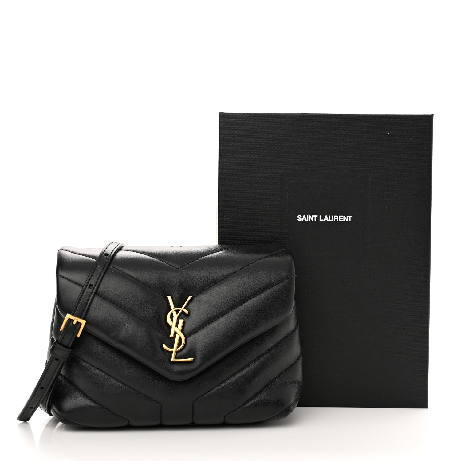 Saint Laurent Calfskin Y Quilted Monogram Toy Loulou Crossbody Bag Black 11 of 11