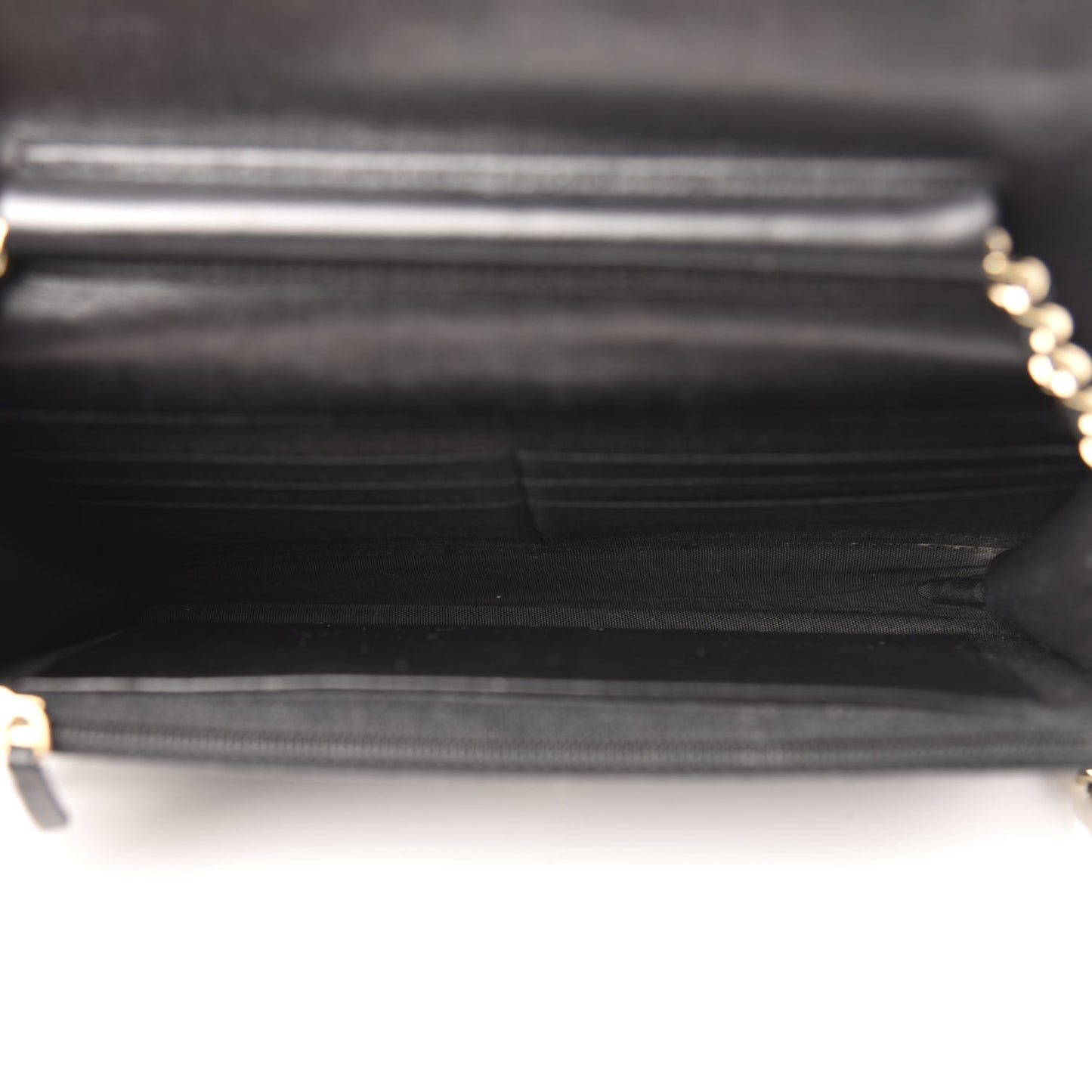 Glazed Calfskin Quilted Boy Wallet On Chain WOC Black