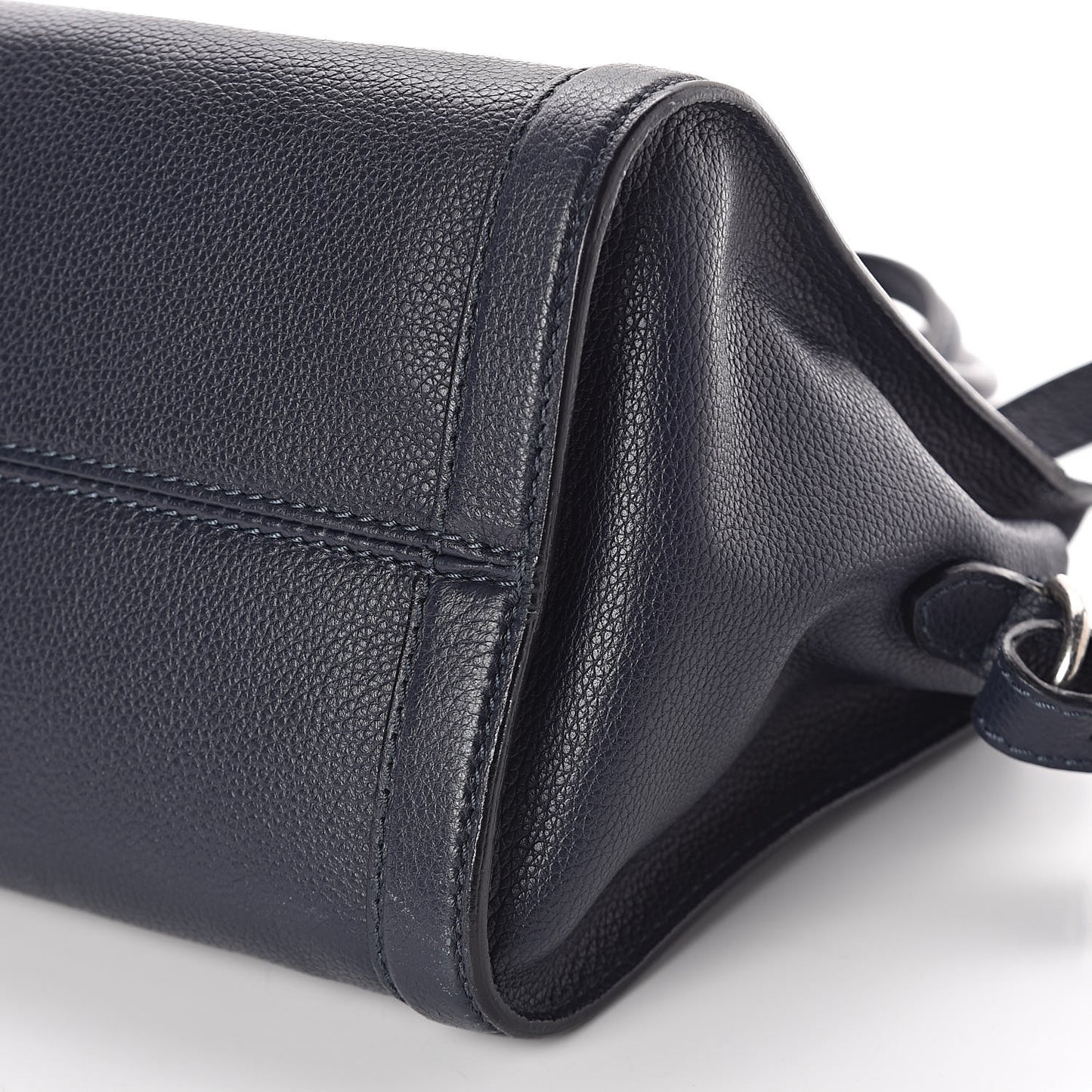 Pebbled Calfskin Small Skull Padlock Zip Around Tote Navy