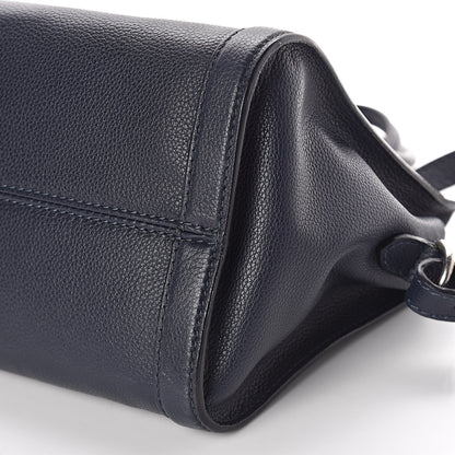 Alexander McQueen Pebbled Calfskin Small Skull Padlock Zip Around Tote Navy 10 of 11