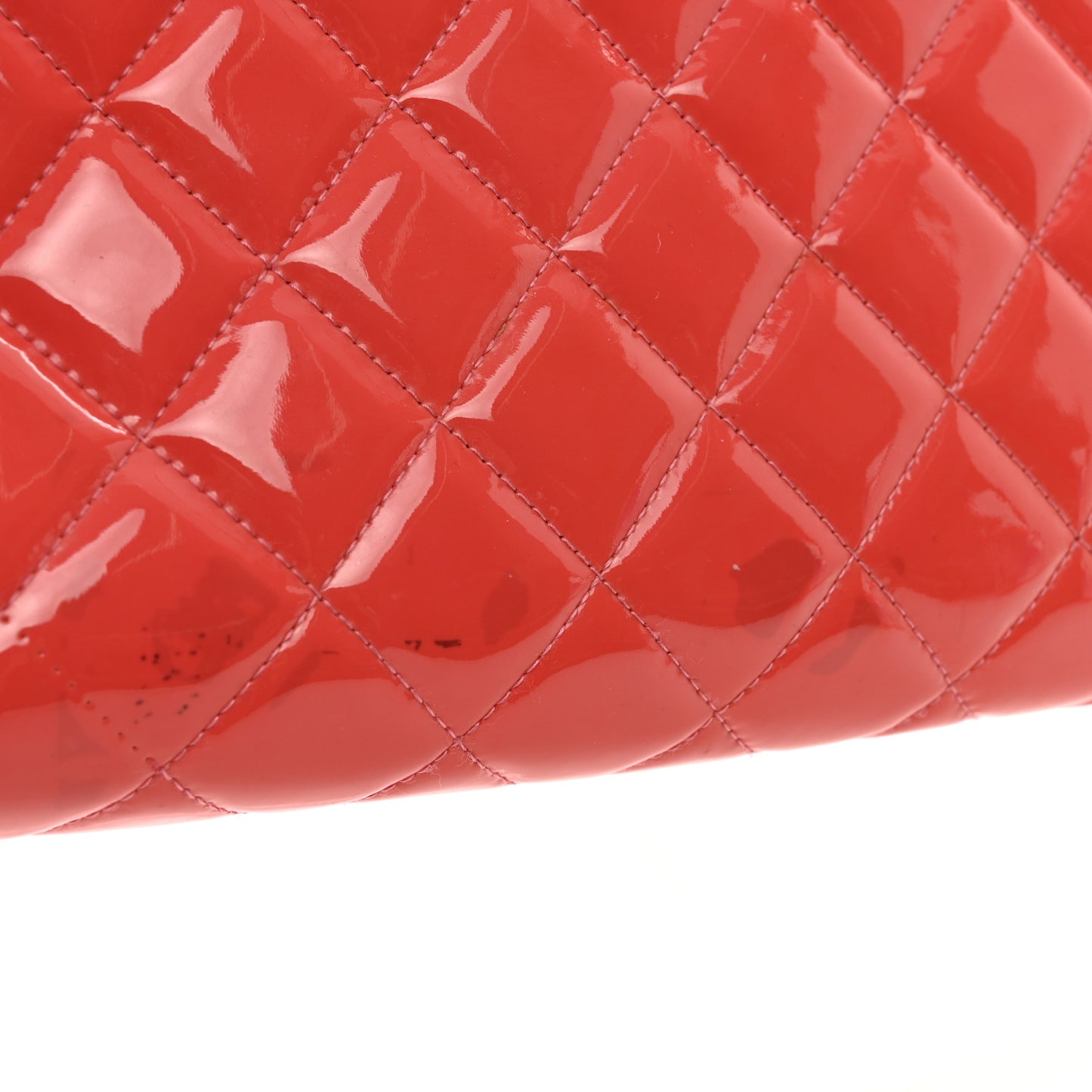 Patent Quilted Clutch with Chain Flap Fuchsia