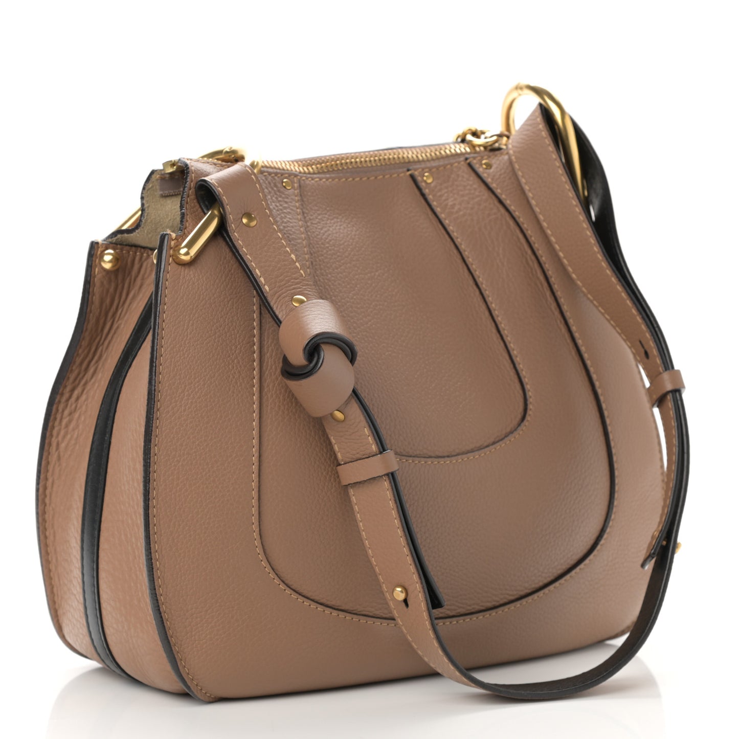 Grained Calfskin Small Hayley Hobo Nut