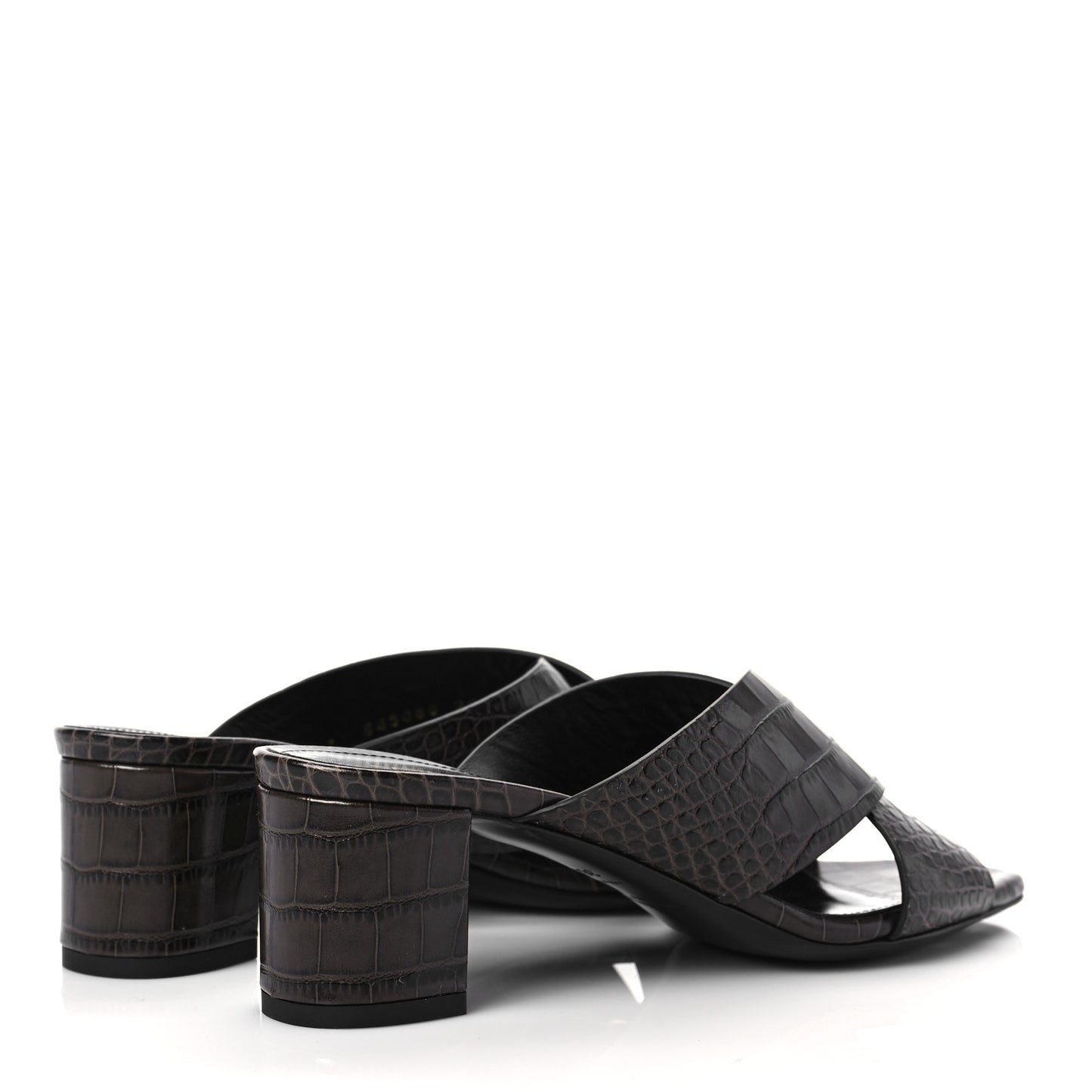 Crocodile Embossed Calfskin LouLou Mule Sandals 36.5 Ultra Grey