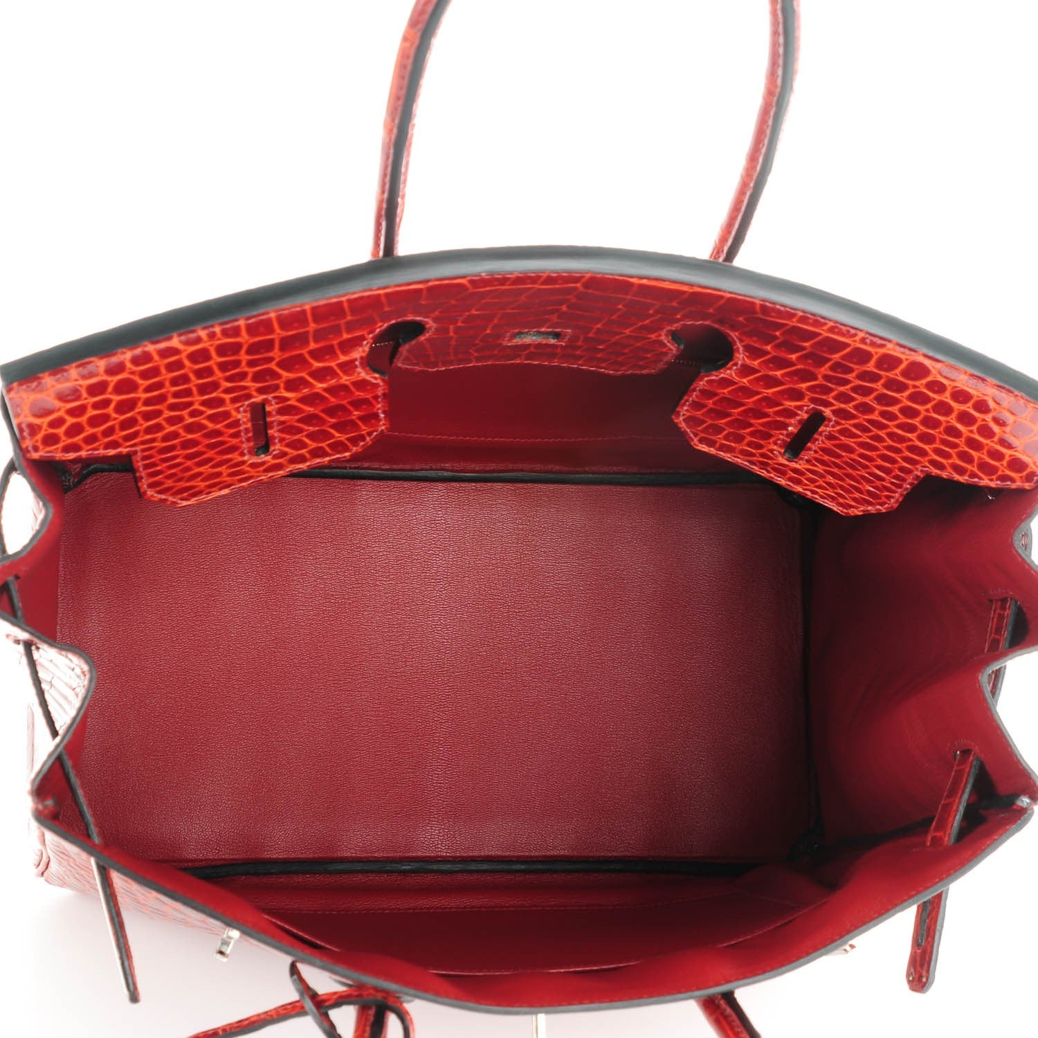 Hermes Shiny Porosus Crocodile Birkin 35 Rouge H 7 of 25